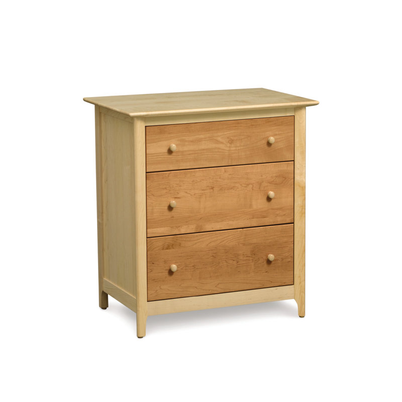 Sarah Solid Wood 33.75'' W 3 - Drawer Dresser, Maple and Cherry