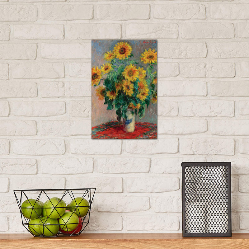 Bouquet Of Sunflowers, 1881 by Claude Monet - Painting on Canvas, 101.6 cm H x 66.04 cm W x 1.91 cm D, No Frame