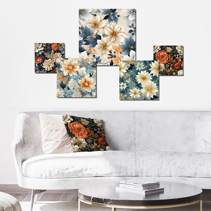 Regiène - ensemble d'art mural floral de 5