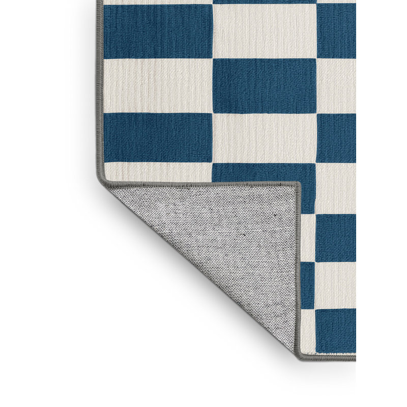Tapis gris à carreaux lavable à la machine, Rectangle 5 pi x 8 pi