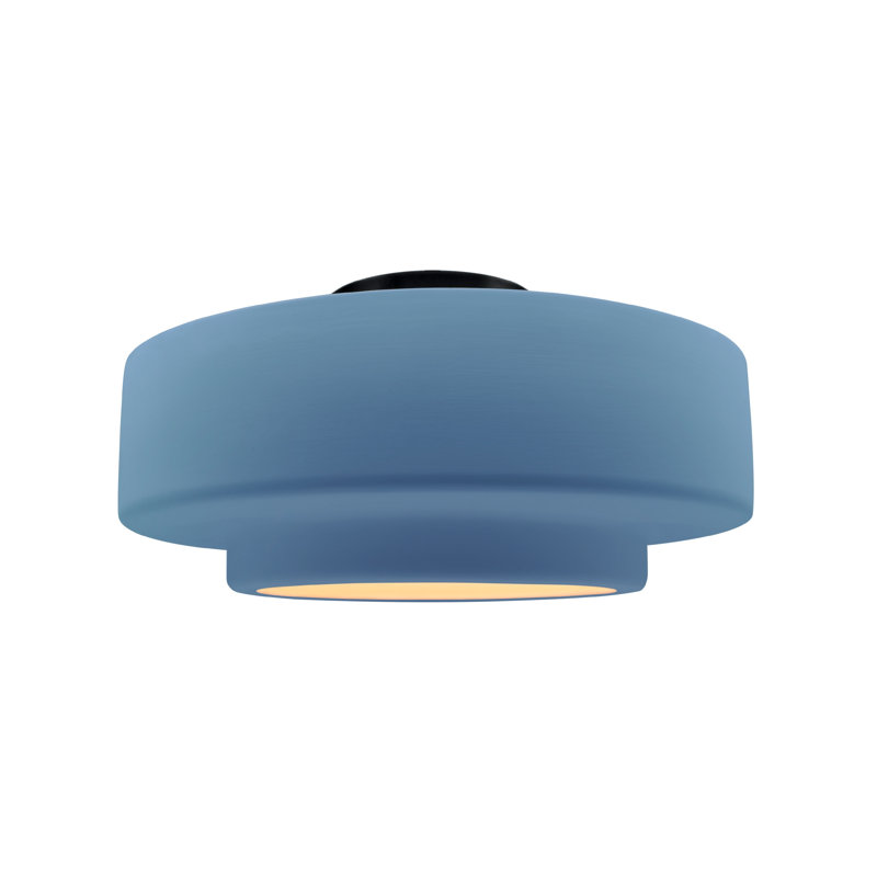 Plafonnier semi-encastré Radiance, H 7,25 po x l 14,5 po x P 14,5 po, Bleu ciel, Noir mat