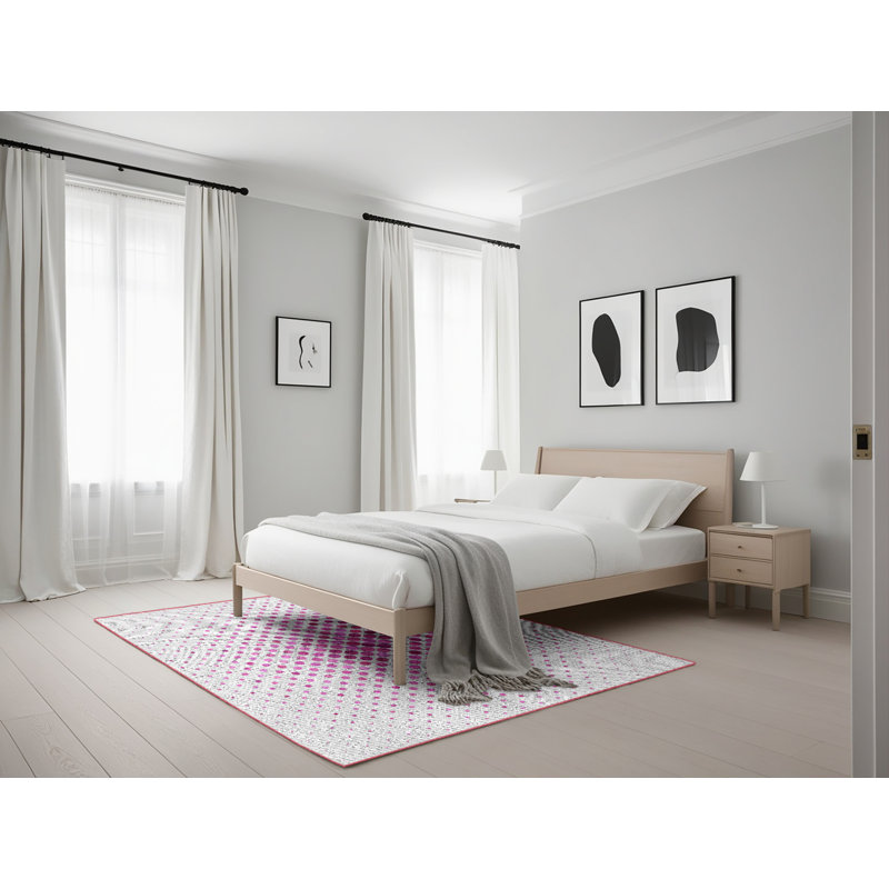Tapis à motifs blanc / rose, Rectangle 5 pi x 7 pi