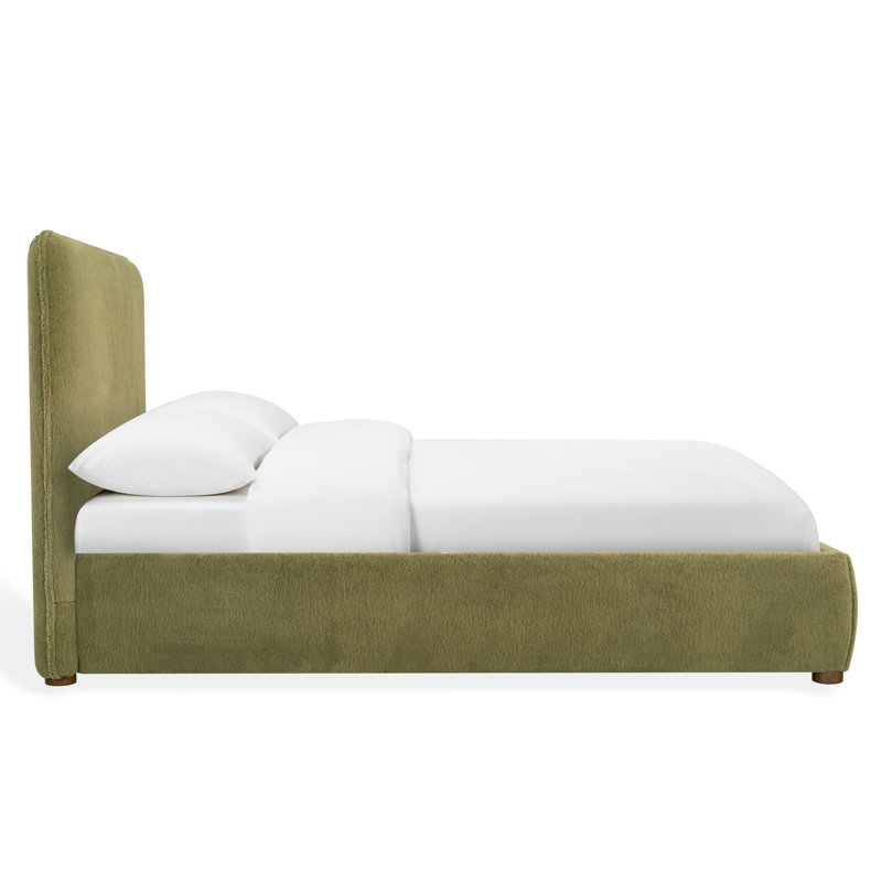 Callahan Upholstered Bed, Olive Green Faux Sherpa, Full / Double