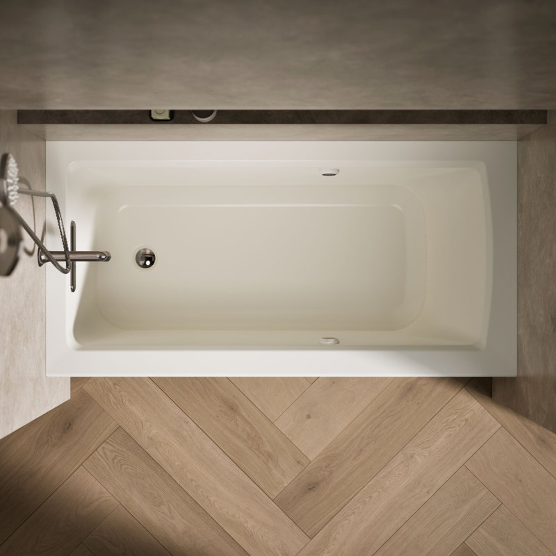 Archer 60" x 30" Alcove Air Acrylic Bathtub with Heater, Biscuit, Left