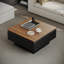 Table basse carrée à plateau relevable avec rangement dissimulé