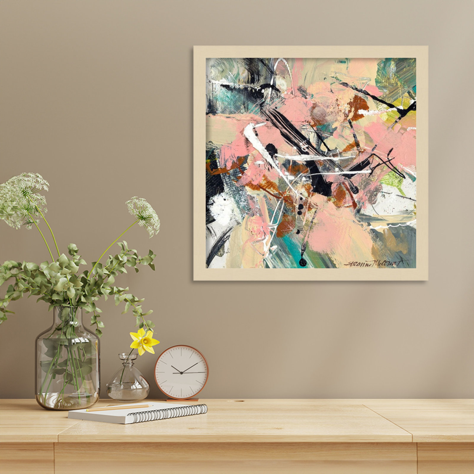 Graceful by Sutter Wood Framed Wall Art Print, Brown, 17" H x 17" W