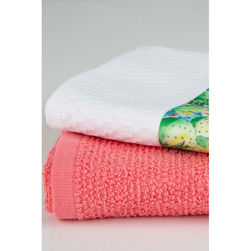 Ensemble de 2 serviettes 100% coton Adelgund