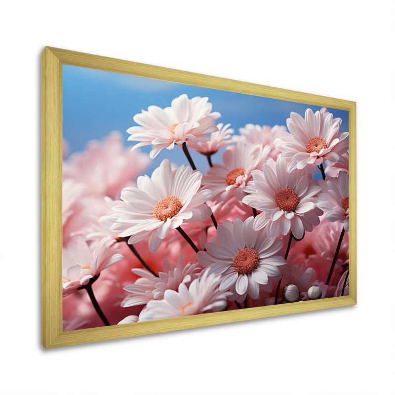«Pink Whispering Daisies I», reproduction, Cadre doré à une seule photo, H 30 po x l 40 po x P 1,5 po