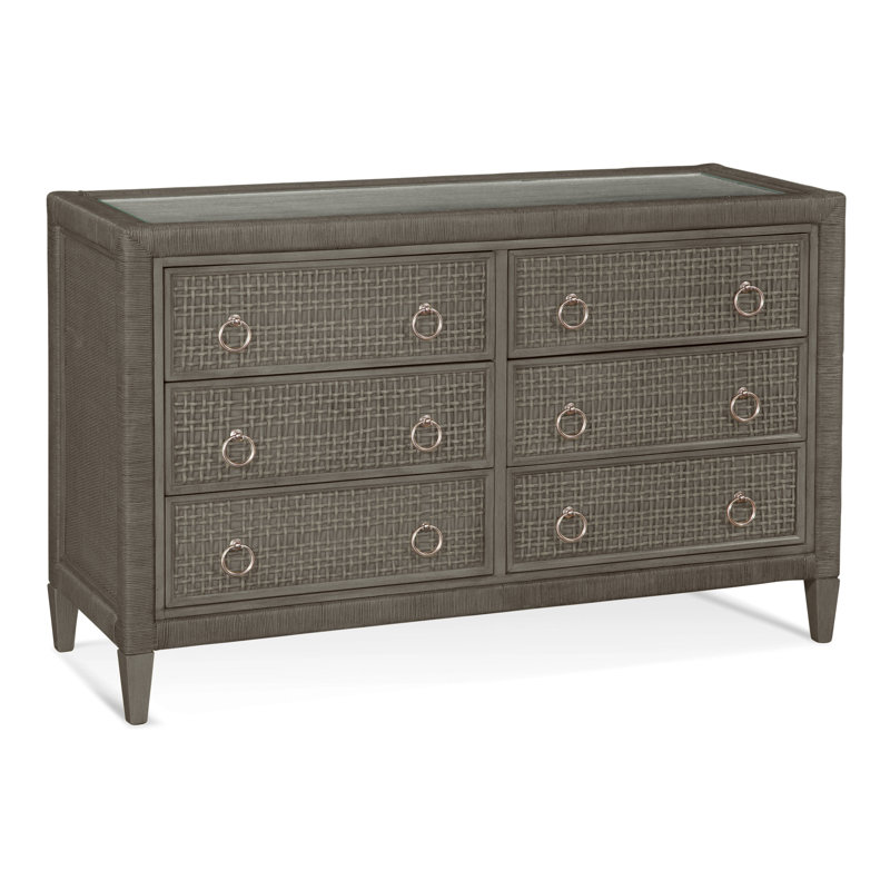 Naples 6 Drawer 54'' W Dresser, Frost White, Yes, Satin Nickel