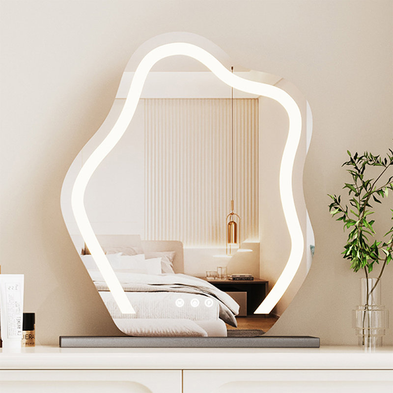 Modern Solid Wood Makeup Vanity Desk with Light mirror, And Drawers