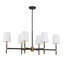 Timiki 6-Light Linear Chandelier In Matte Black With Warm Brass Accents-70337277
