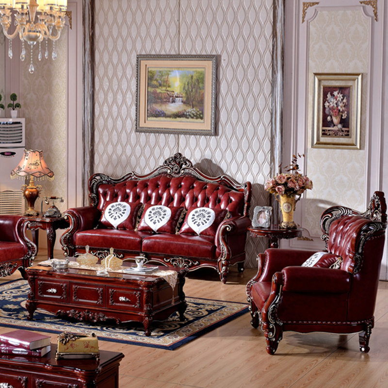 Fauteuil en cuir véritable capitonné European Vintage Classic