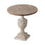Table d'appoint ronde blanche et grise antique avec plateau en bois de sapin et détails en médaillon