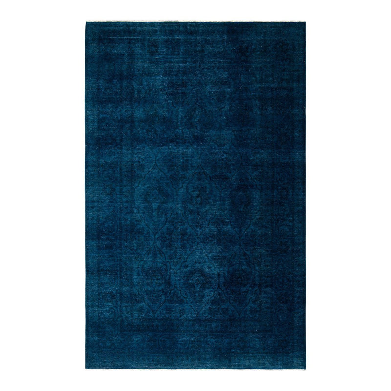Tapis bleu / bleu marine unique 6 pi x 9 pi 3 po New Age Cordarrel