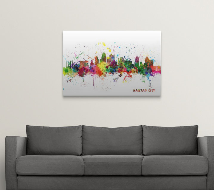 «Francy Kansas City Skyline» par Michael Tompsett, impression, H 16 po x l 24 po x P 1,5 po, Toile