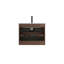 Meuble-lavabo mural en noyer avec lavabo en céramique, un trou de robinet, grand rangement, design moderne