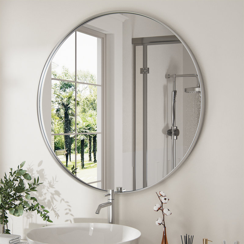 Miroir de salle de bain Alysan, 30 po x 30 po, Argent