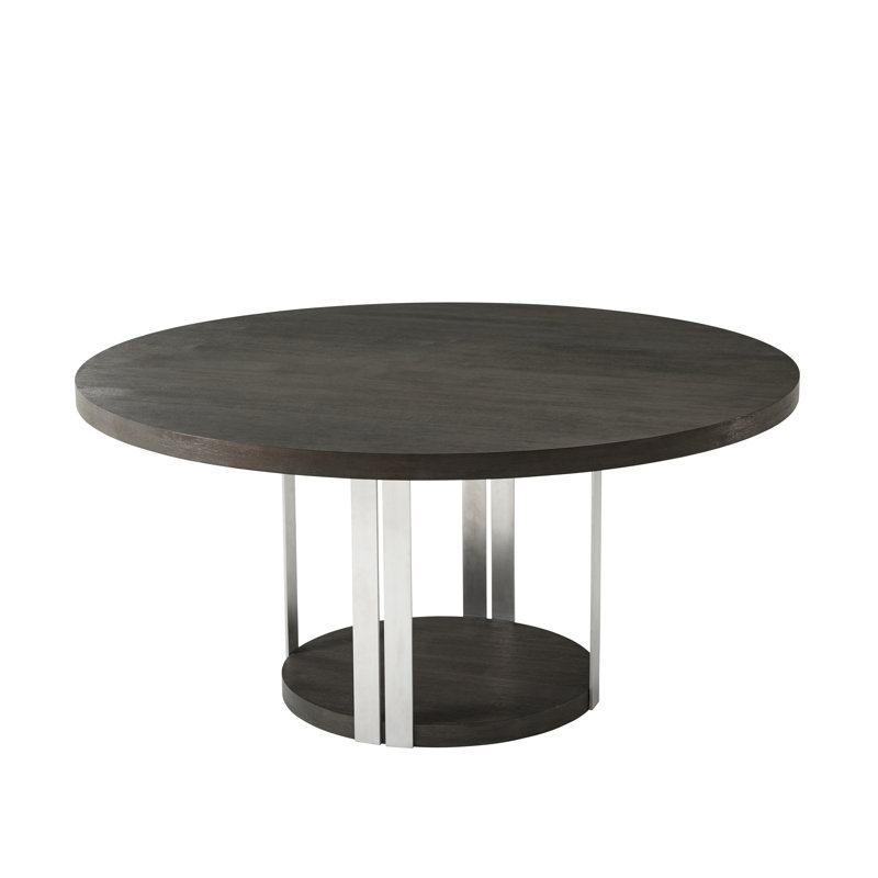 TA Studio No. 1 Round Dining Table, 30" H x 62.25" L x 62.25" W, Brushed Nickel, Anise