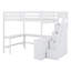 Lit mezzanine avec bureau intégré en forme de L et tablettes de rangement à trois niveaux, et escalier de rangement attaché-959209660