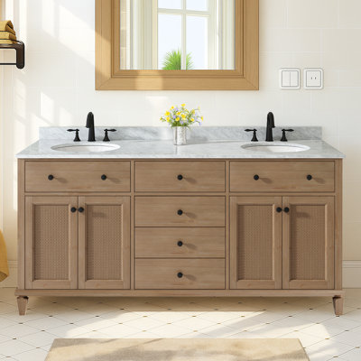 Maxbano Farmhouse 72" Single Bathroom Vanity With White Undermount Sink