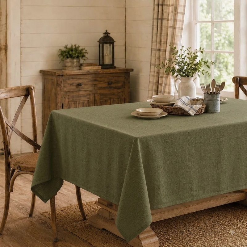 Nappe rectangulaire unie texturée, résistante aux taches et aux plis, lavable à la machine, L 85 po x l 57 po