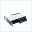 Table basse moderne bleue avec portes en verre, tiroirs et lumières RVB