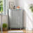Grey Bathroom Cabinet Triangle Corner Storage Cabinet With Adjustable Shelf Modern Style MDF Board