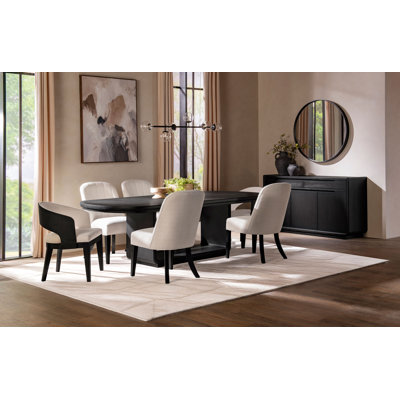 Retta 7-Piece Rectangular Dining Table Set Burnished Black