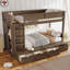 Lit superposé simple au-dessus de simple avec garde-robe et 4 tiroirs de rangement-129752392