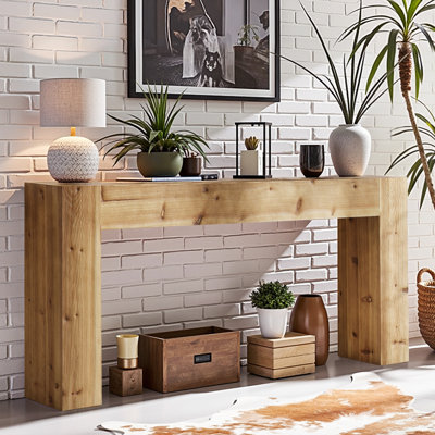 Console en bois massif de 63 pouces, table d'entrée de ferme, table d'appoint