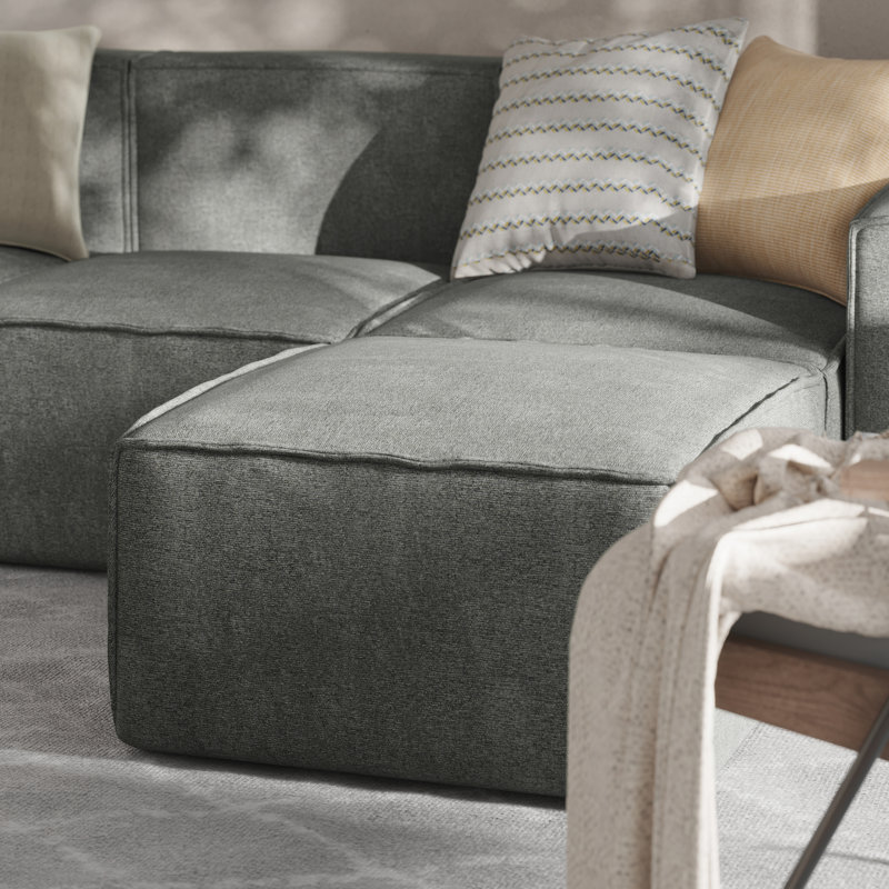 Bridgetown Contemporary Modular Sectional Sofa Ottoman, Dark Gray