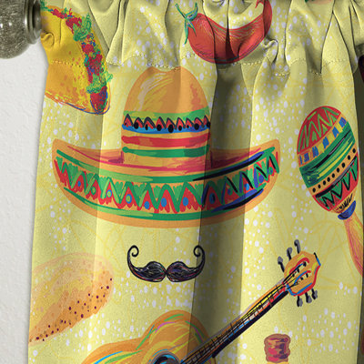 Rideau simple occultant en velours tropical mexicain à motif mexicain