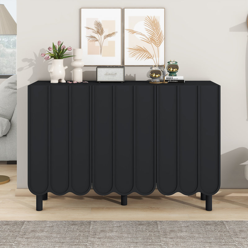 Armoire à chaussures style minimaliste avec 5 pieds en bois massif ON-TREND, Noir