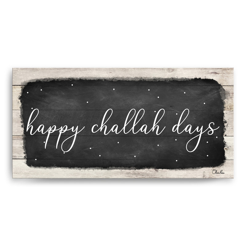 Reproduction d’art sur toile tendue « Happy challah Days » par Olivia, H 18 po x l 36 po x P 1,5 po