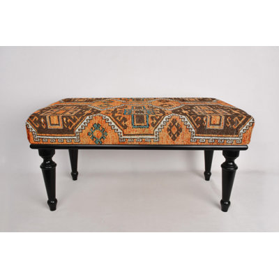 Orange Bench, Kilim Pattern Bench, Ottoman Bench, Upholstered Bench, Turkish Rug Bench, Kilim Bench, Home Decor Bench, Handmade Bench
