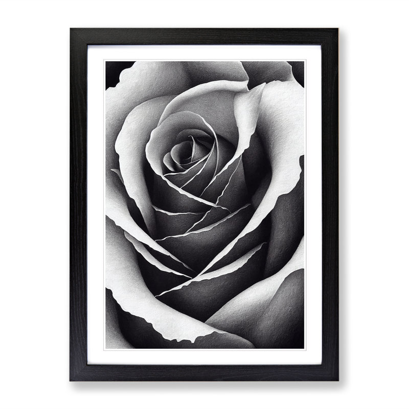 Rose Stippling - Single Picture Frame Painting, 64cm H x 46cm W x 2cm D, Walnut