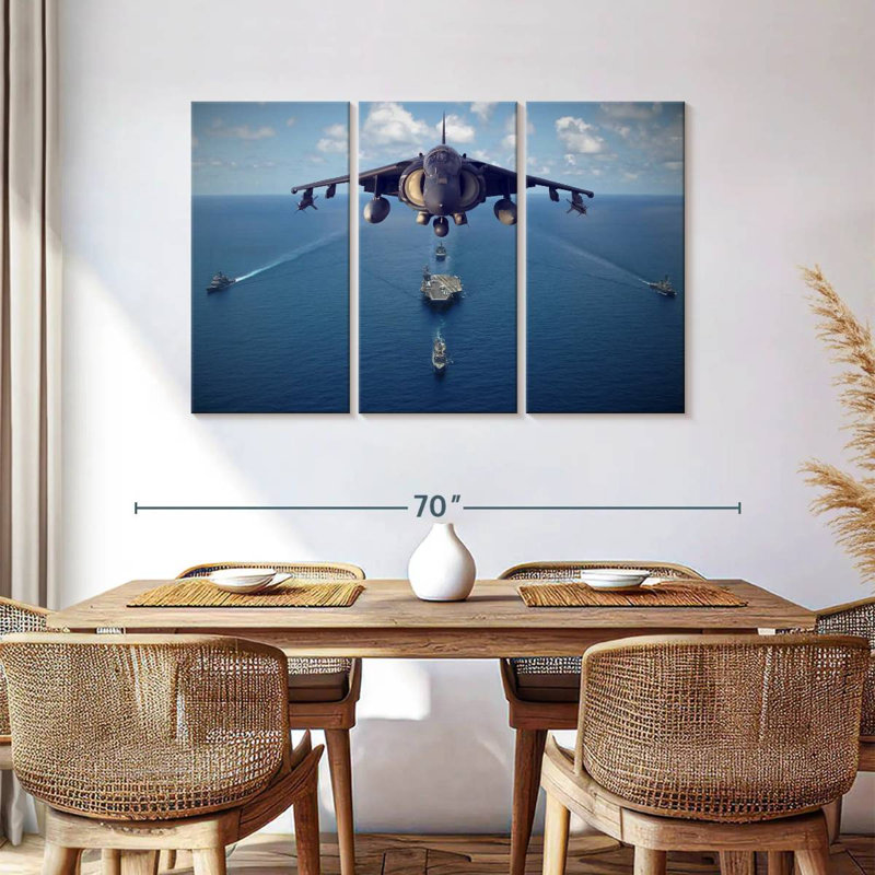 Navires et jet militaire Mait, H 36 po x l 57 po