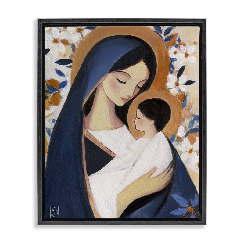 Cadre flottant avec mère aimante et enfant, design par Sara Culpepper, H 21 po x l 17 po, Cadre flottant noir de jais