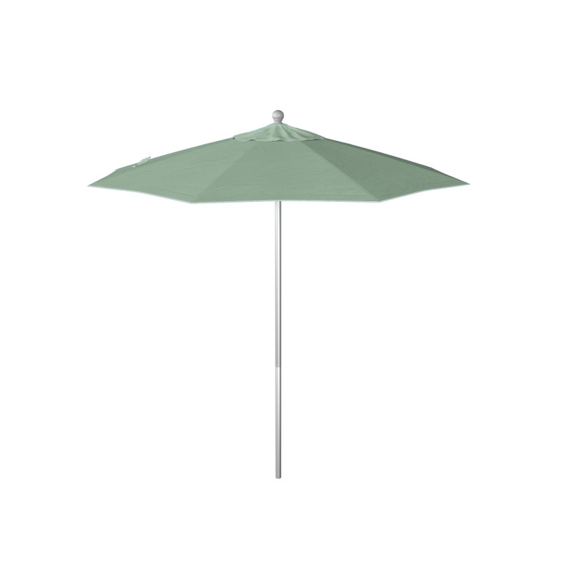 Parasol de marché 90 po Sunbrella, Argent anodisé, Tissage uni Sunbrella® palette brume