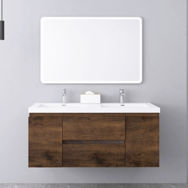 Armoire de salle de bain murale 60 po, Palissandre