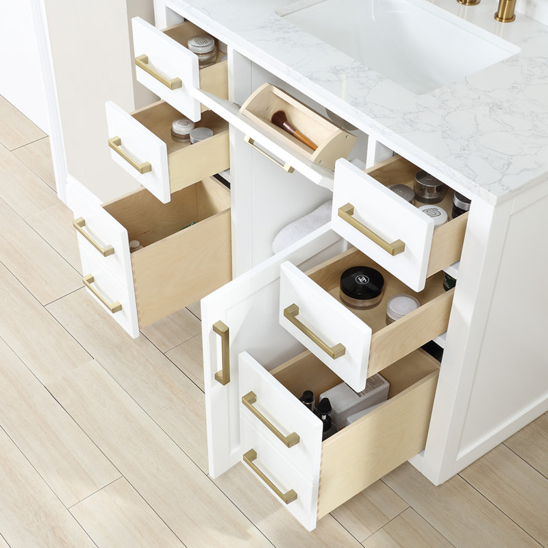 Ensemble de meuble-lavabo simple l 42 po avec miroir Gavino, Blanc