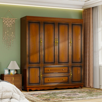Castine Solid Cherry Wood Wardrobe Armoire
