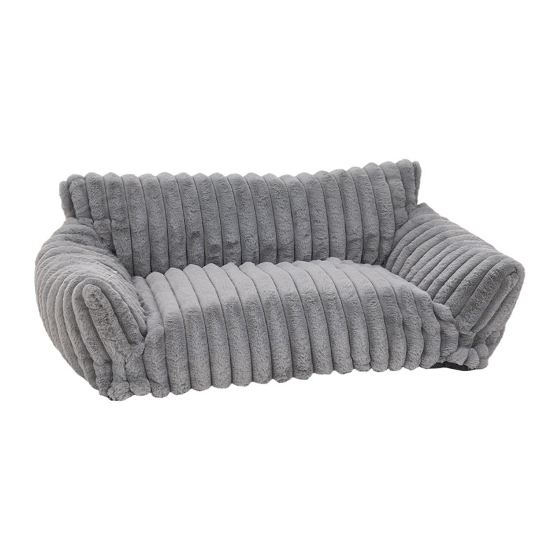 Faux Fur Pet Bed, Grey, 25" H x 61" W x 45" D