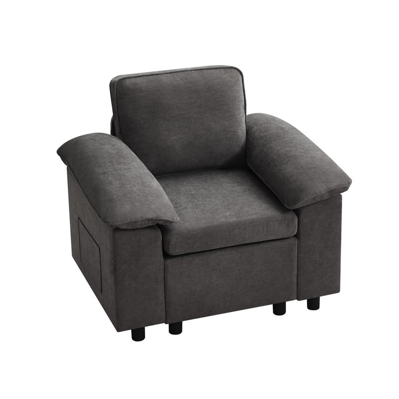 Fauteuil en chenille rembourré l 37,8 po, Gris foncé
