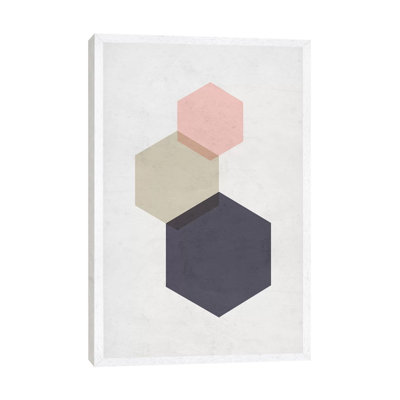 Hexagons - Gray Background 1 Piece Wall Art on Canvas