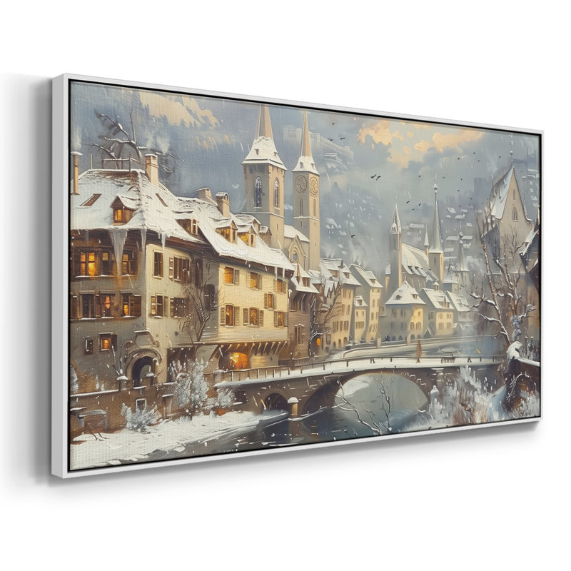 Série paysage - CCXIX - Toile tendue avec châssis encadré - Prêt à être accroché, H 21 po x l 41 po, Blanc