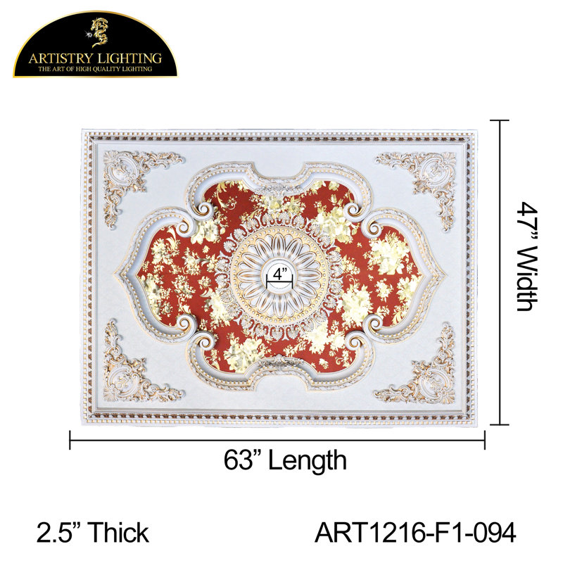 Rectangular Red Rose Bouquet Ceiling Medallion