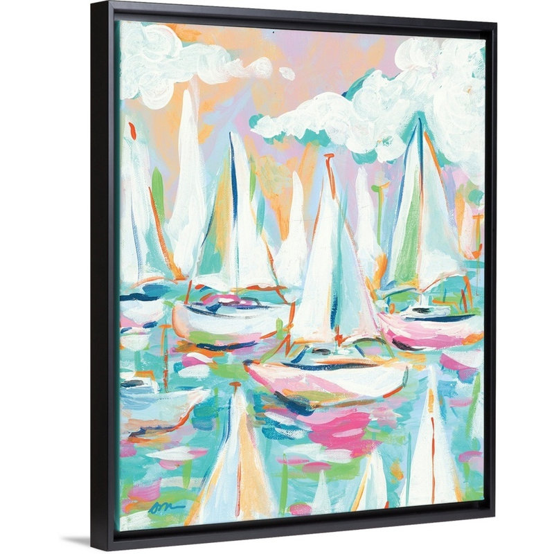 Reproduction d’art sur toile, "voilier marin" par Jessica Mingo, Cadre noir, H 16 po x l 13 po x P 1,75 po