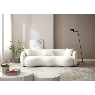 Canapé de salon Mid Century Modern Curved, canapé en tissu 4 places Boucle