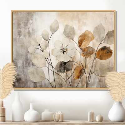 Beige Botanical Impressions III - Abstract Botanicals Framed Art